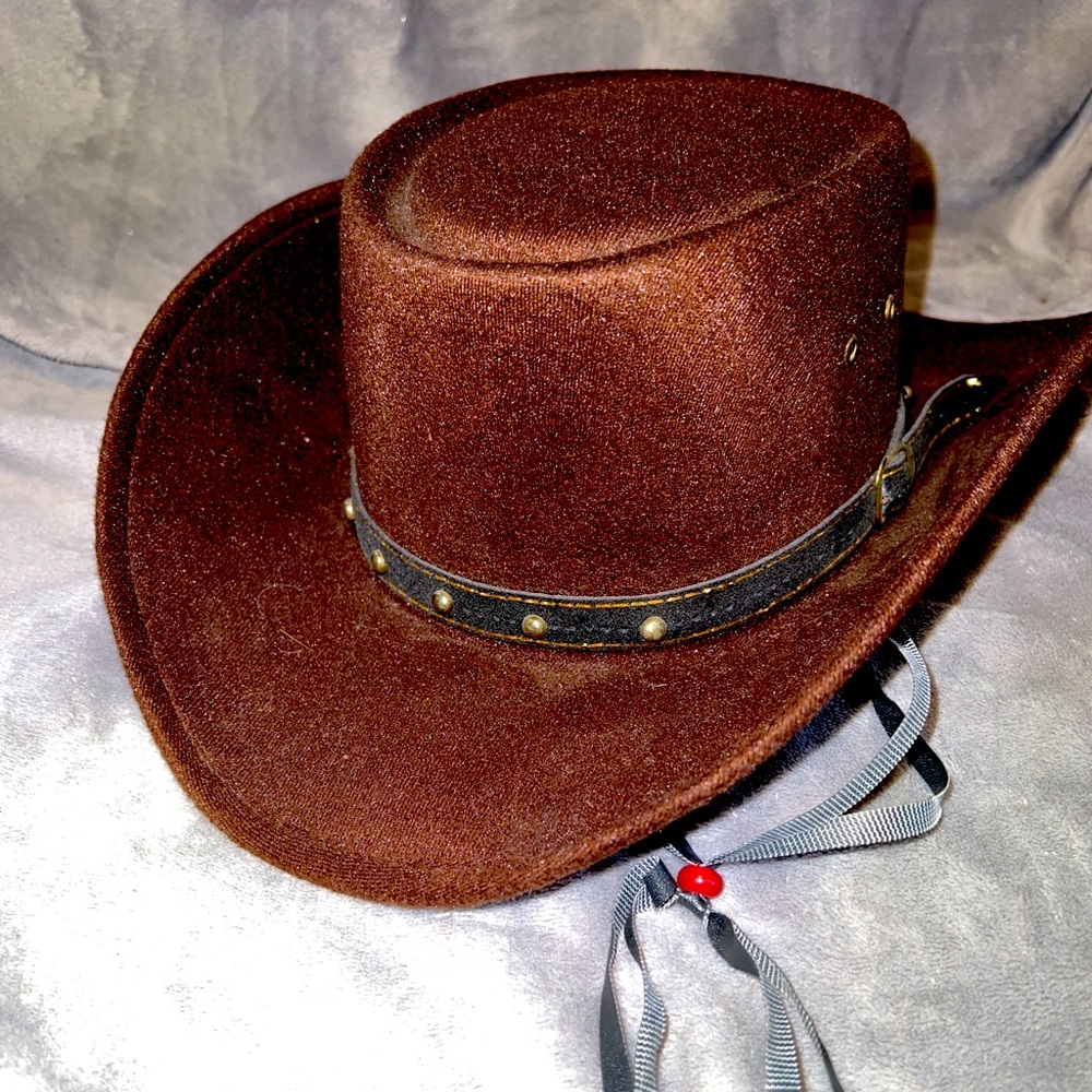 Faux Felt Wide Brim Western Express Brown Cowboy Hat - Size 6 7/8 - 55